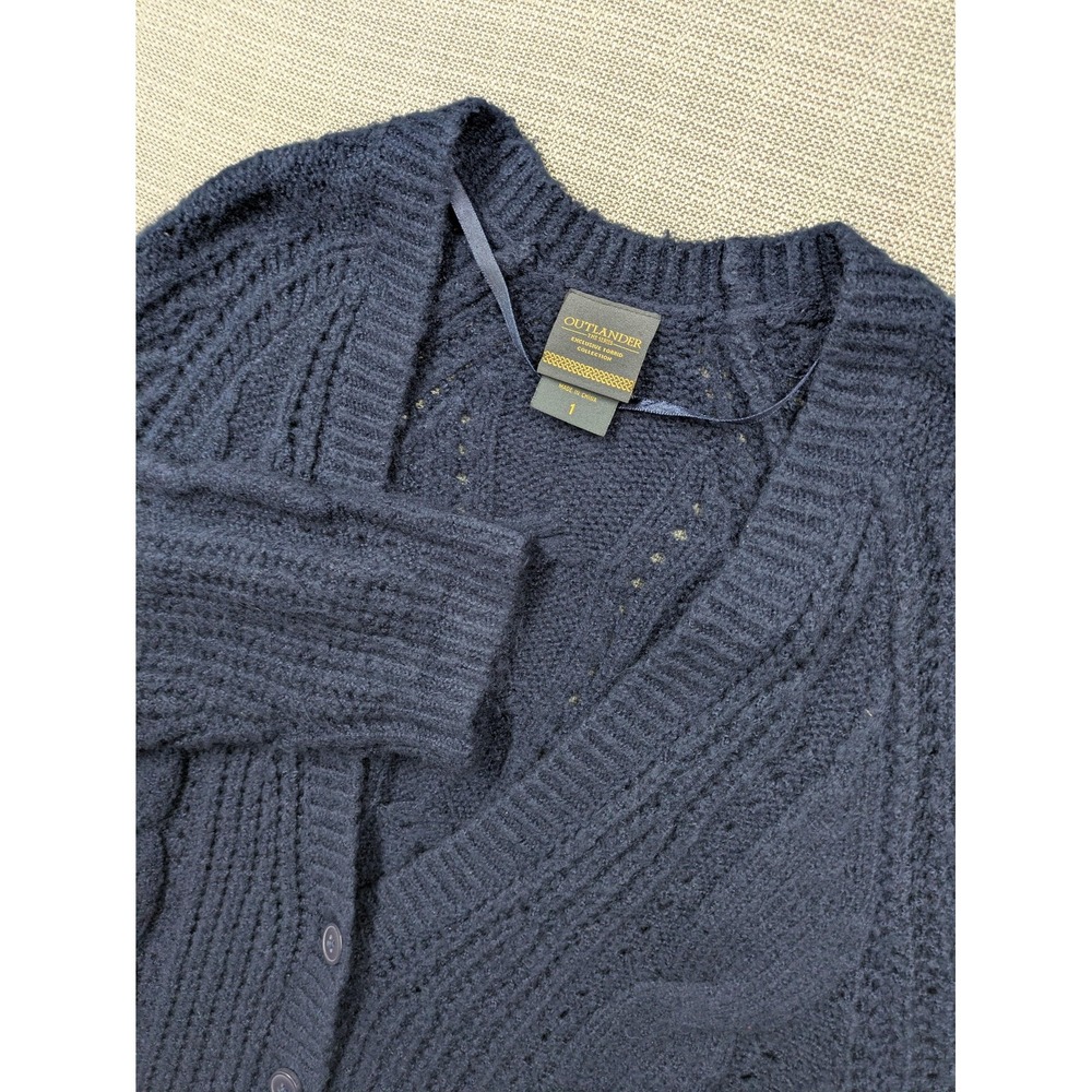 Torrid Outlander Cardigan Sweater Womens 1 Blue Cable Knit Button Front Pockets